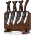 HOSHANHO 8 Pieces Butcher Kitchen Knife Set, Hand Forged High Carbon Stainless Steel Magnetic Knife Block Set, Ultra Sharp Chef Knives Set with Meat Cleaver Knife & Bone Chopper Knives Gift for Men