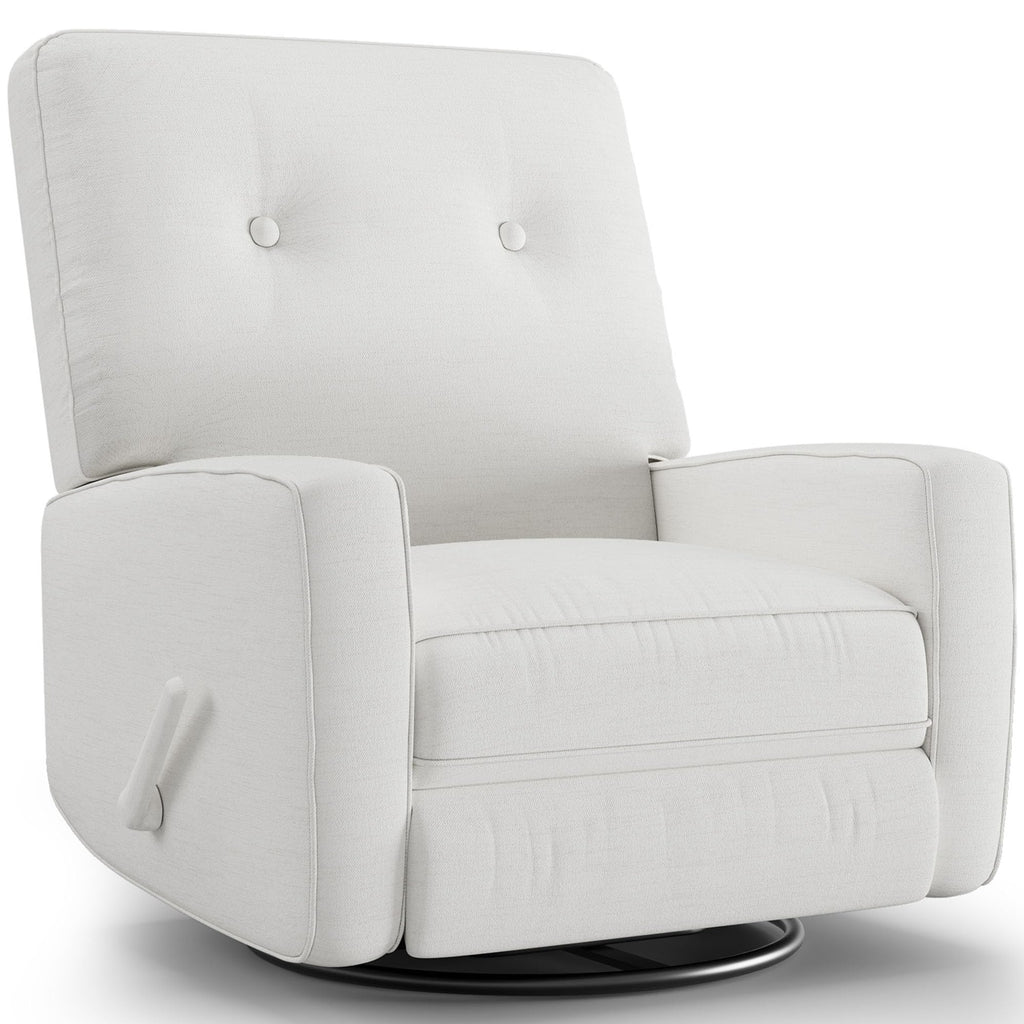 GarveeHome Recliner Chairs, Swivel Rocker Recliner, Glider Recliner Nursery Chair, Recliner Chair for Adults, 360°Swivel Glider Rocking Chair for Living Room, Bedroom, Office, Linen, White