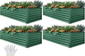 YITAHOME 4pcs 72x36x24 in Galvanized Raised Garden Bed Kit, Large Metal Planter Box with Gloves & Support Rod, Outdoor Flower Bed for Plants Vegetables, Green