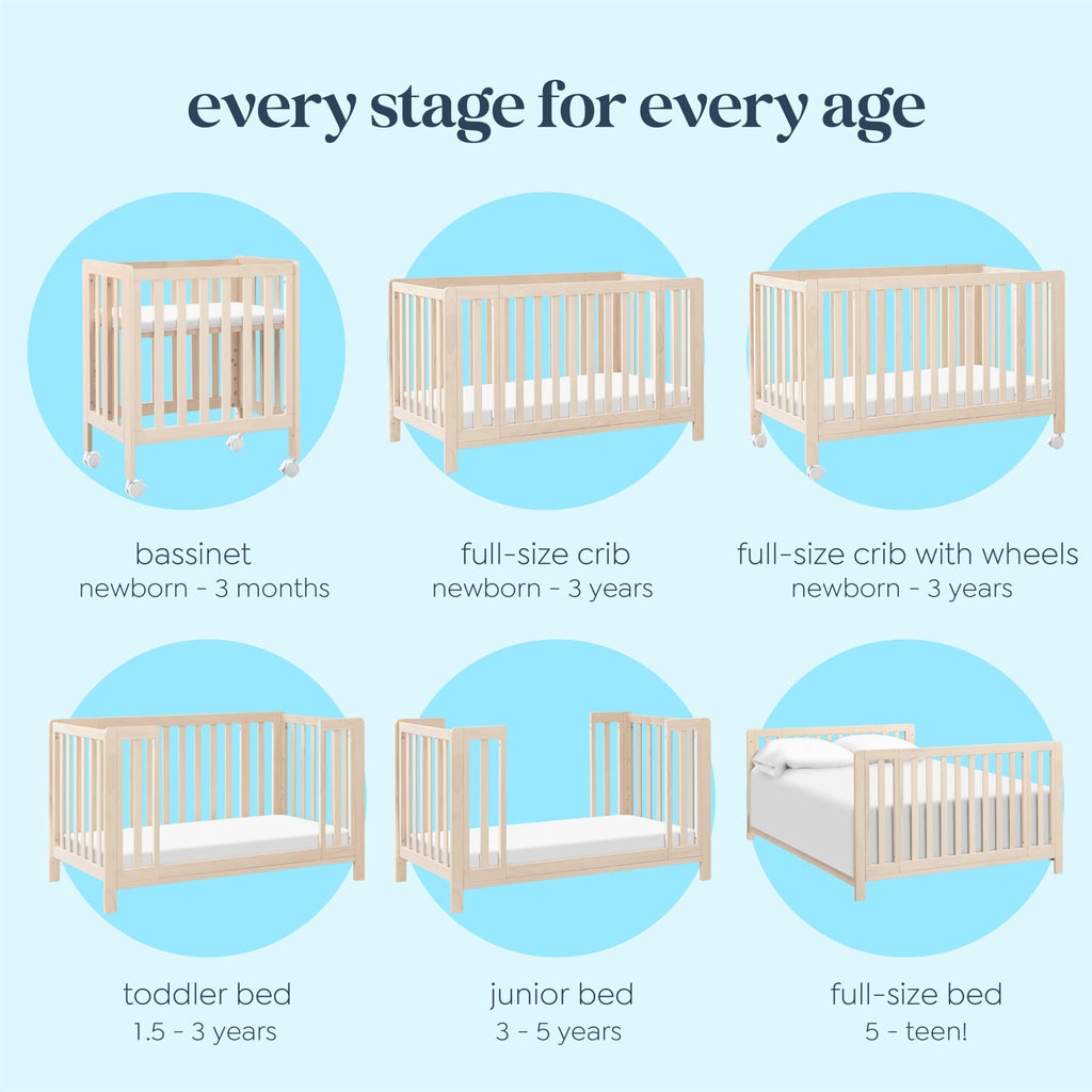 Carter's by Davinci Colby Grow 6-in-1 Convertible Crib - Portable Bassinet to Full-Size Baby Crib w/Removable Wheels, Toddler Bed, Junior, Full-Size Bed - GREENGUARD Gold Certified - Easy to Assemble