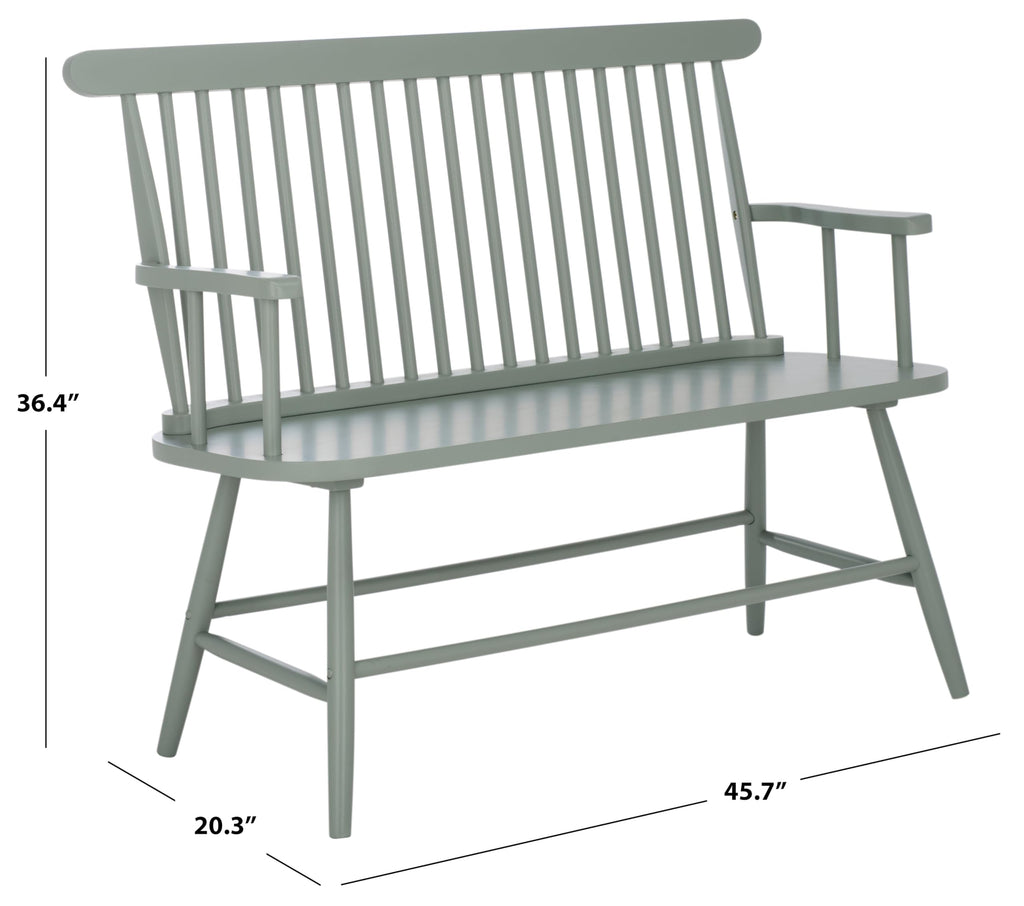 SAFAVIEH Home Collection - Eton Sage Green Solid Wood Bench, Farmhouse Spindle Back Indoor Seating for Entryway or Dining (BCH3300A)
