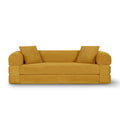 Trygoal 80" Convertible Sofa Bed, 3-in-1 Boneless Folding Sleeper Sofa Queen with Storage & Pillows, Corduroy Deep Seat Pull Out Couch, No Assembly in Box, for Living Room, Yellow