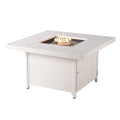 Oakland Living Square 42 in. x 42 in. Aluminum Propane Fire Pit Table with Glass Beads, Two Covers, Lid, 57,000 BTUs in White Finish