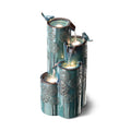 Glitzhome 31.75" H Outdoor Water Fountain with LED Lights and Pump, 4 Tier Dandelion Texture Vase Shaped Ceramic Floor Standing Fountain with Birds for Porch Deck Garden Patio Backyard, Turquoise