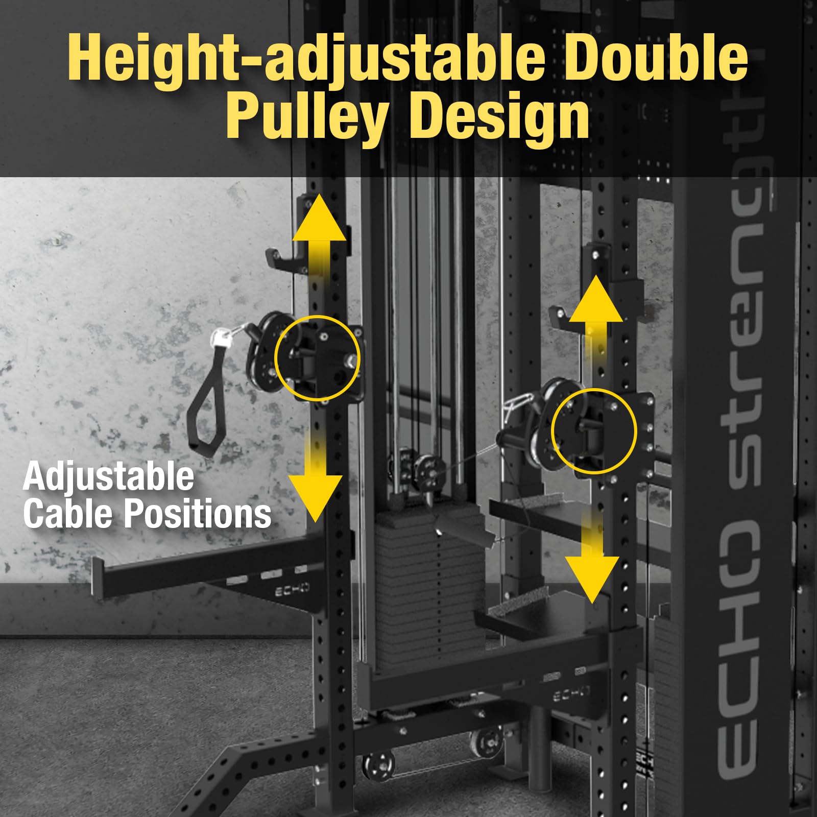 Commercial Functional Trainer Cable Machine with Dual Weight Stacks Power Cage Squat Rack Cable Crossover Exercise Machine with Pulley System All in One Home Gym Systems, Model B