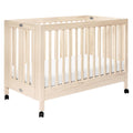Babyletto Maki Full-Size 2-in-1 Portable Folding Crib with Toddler Bed Conversion Kit in Washed Natural, Greenguard Gold Certified