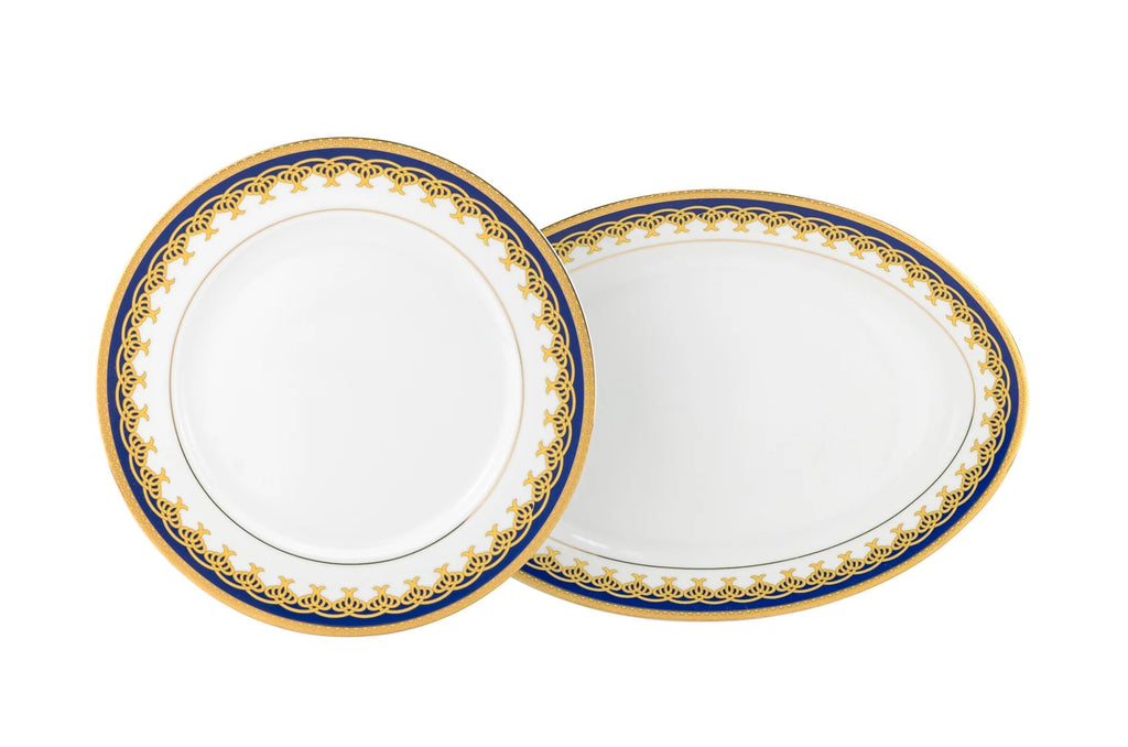 Euro Porcelain 57-pc Banquet Dinnerware Set, Luxury Bone China Tableware, Service for 8