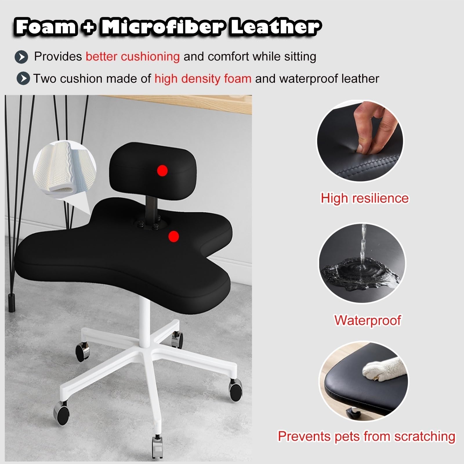 Office Chair Cross Legged Chair，Cross Legged Sitting Kneeling Office Chair with Wheels, Meditation Seat for Reducing Back Pain, Ergonomic Posture Corrective Seat - Improve Posture and Reliev