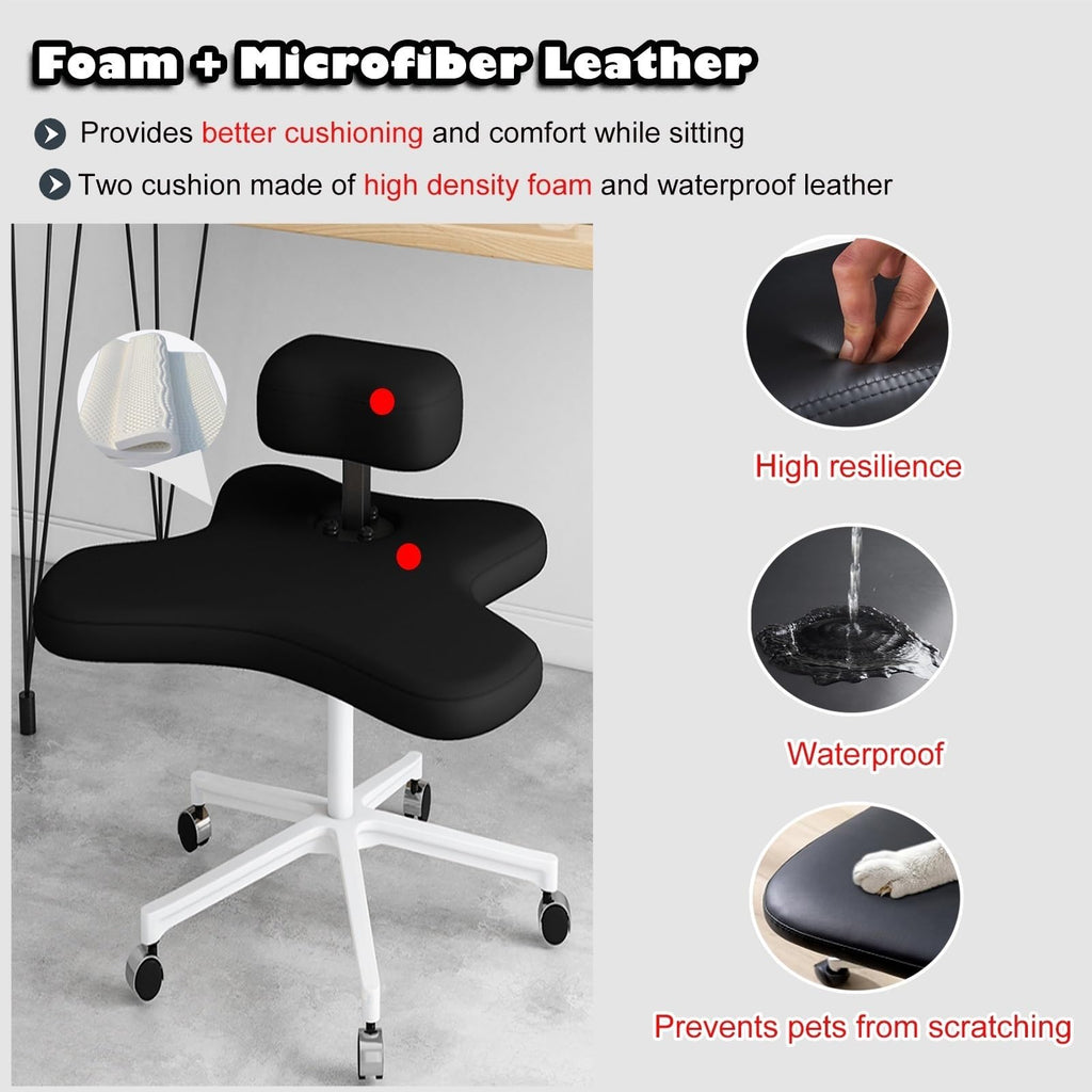 GenSDH Cross Legged Sitting Kneeling Office Chair with Wheels, Meditation Seat for Reducing Back Pain, Ergonomic Posture Corrective Seat - Improve Posture an,Green-One Size