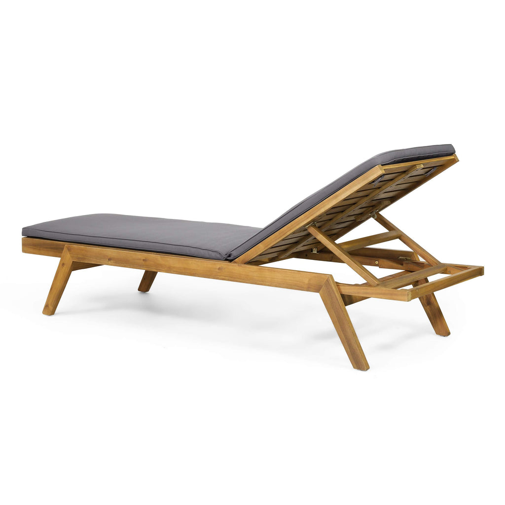 Christopher Knight Home Caily Outdoor Chaise Lounge with Cushions - Acacia Wood - Teak/Dark Gray (Set of 4)