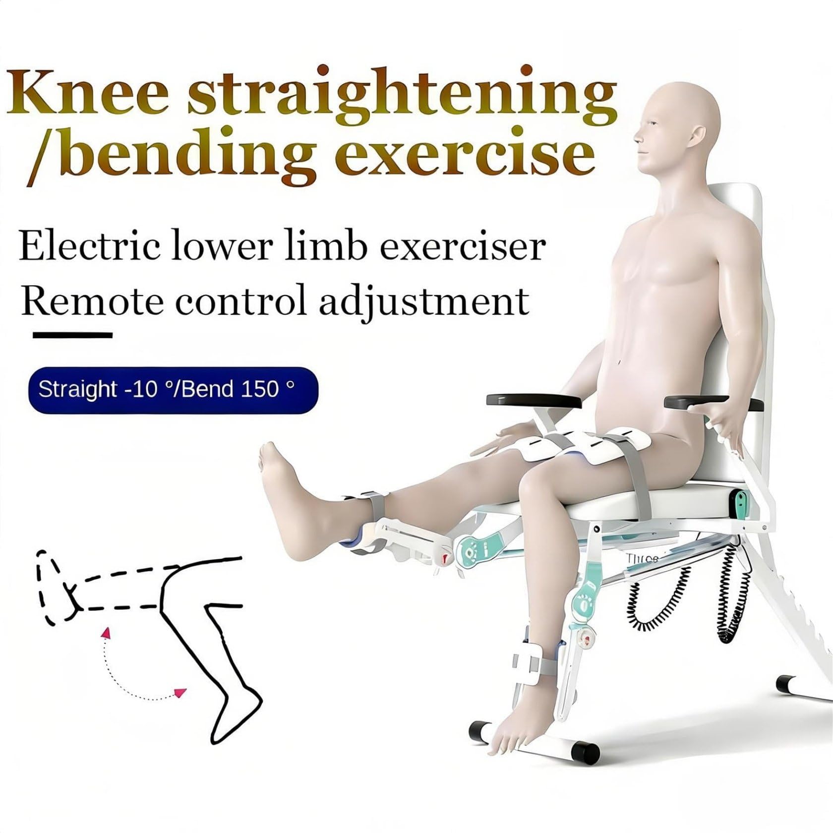 ZHIXUMM Electric Knee Rehabilitation Trainer, Adjustable Leg Stretcher Exerciser, Lower Limb CPM Machine with Remote Control, Adjustable 0-180°Flexion/Extension for Joint Stiffness rightleg