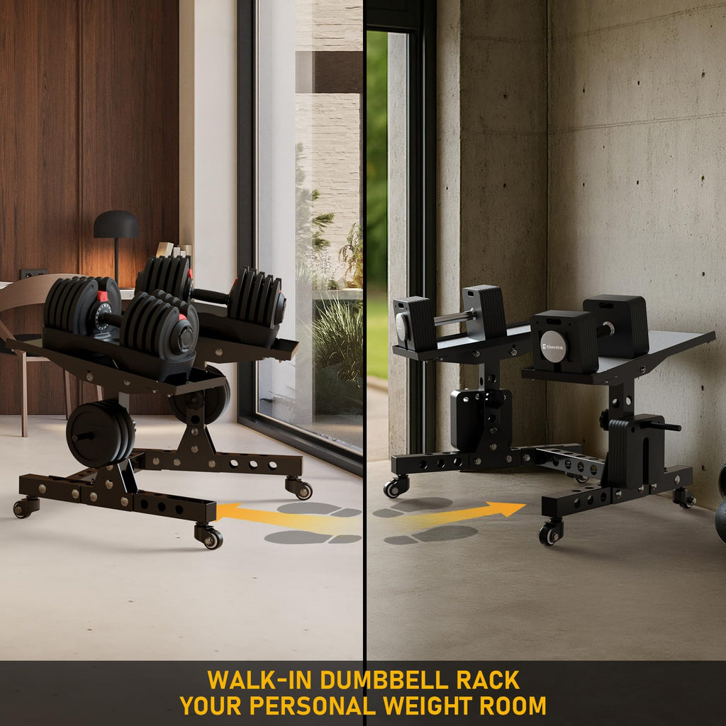 Eisenlink Adjustable Dumbbell Rack & Weight Rack, Holds 440 lbs, Space Saving Design for Home Gym Organization (Low Rack)