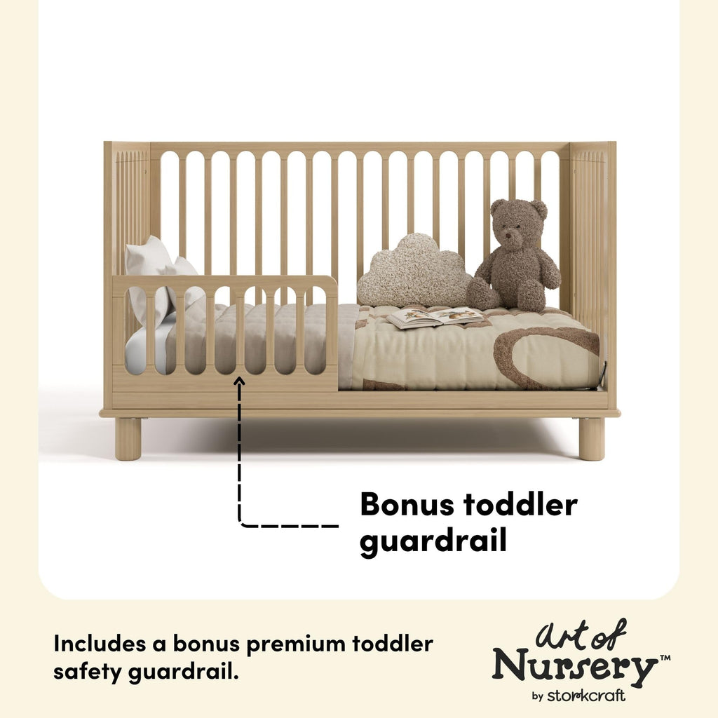 Storkcraft Sicily 3-in-1 Convertible Crib with Toddler Rail Included – GREENGUARD Gold Certified, 100% Solid Wood, Converts to Toddler Bed, Fits Standard Baby Crib Mattress (Driftwood)