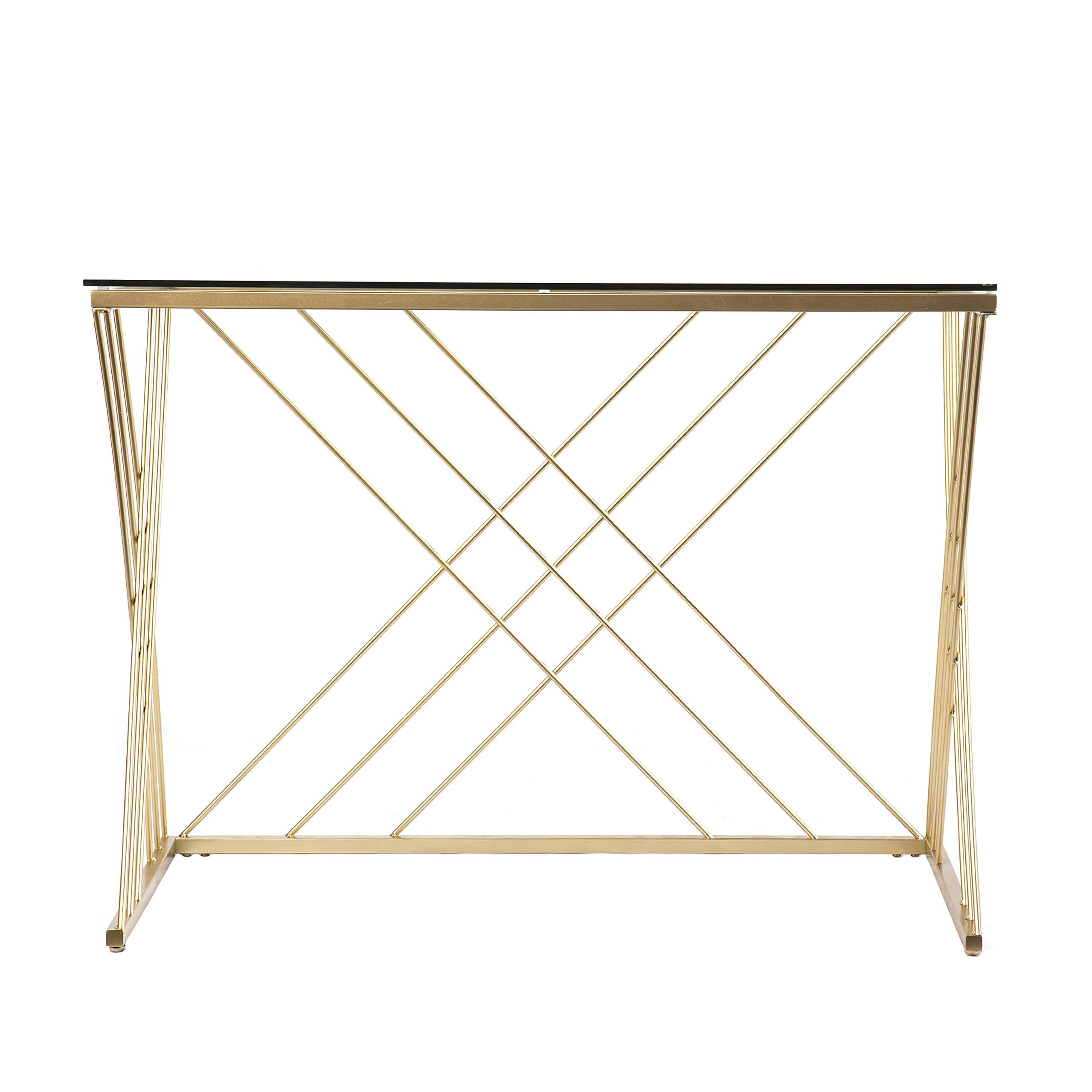 SEI Furniture Dezby Modern Glass-Top Desk, Silver
