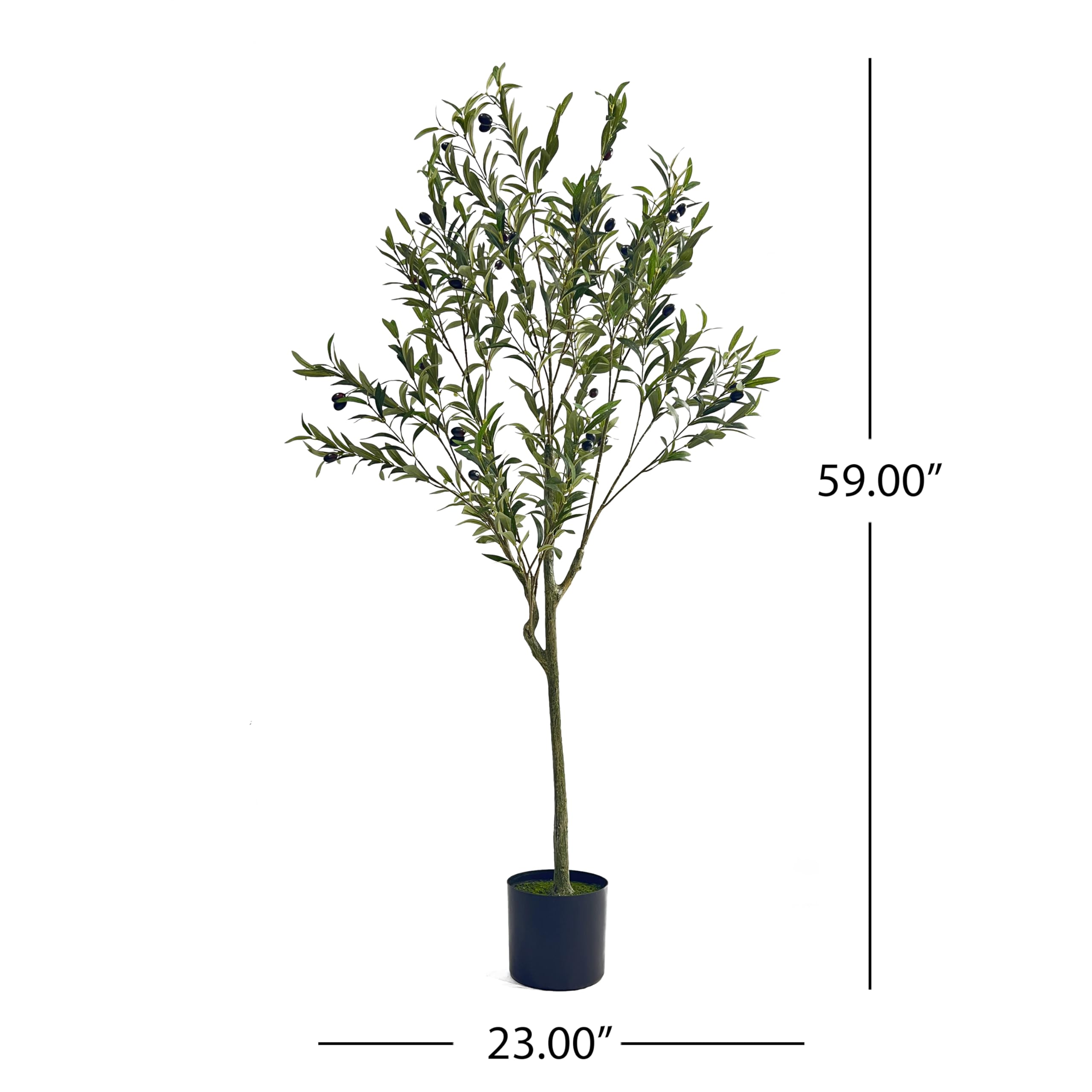 Artificial Olive Tree, Faux Potted Plant with Realistic Leaves and Olives, 59 Inch Tall, Indoor Decor