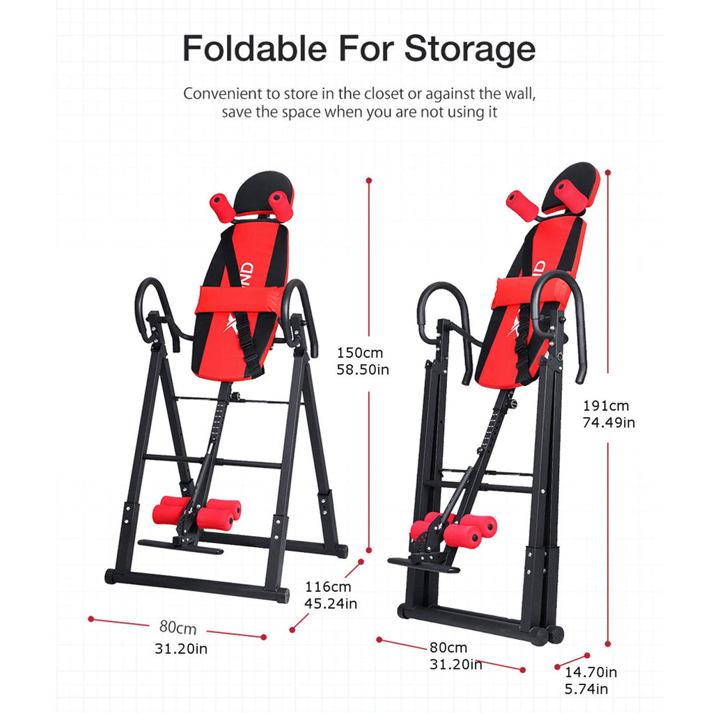 Strength Training Inversion Equipment, Heavy Duty Gravity Inversion Table with Headrest and Adjustable Protective Strap - 300lbs Capacity