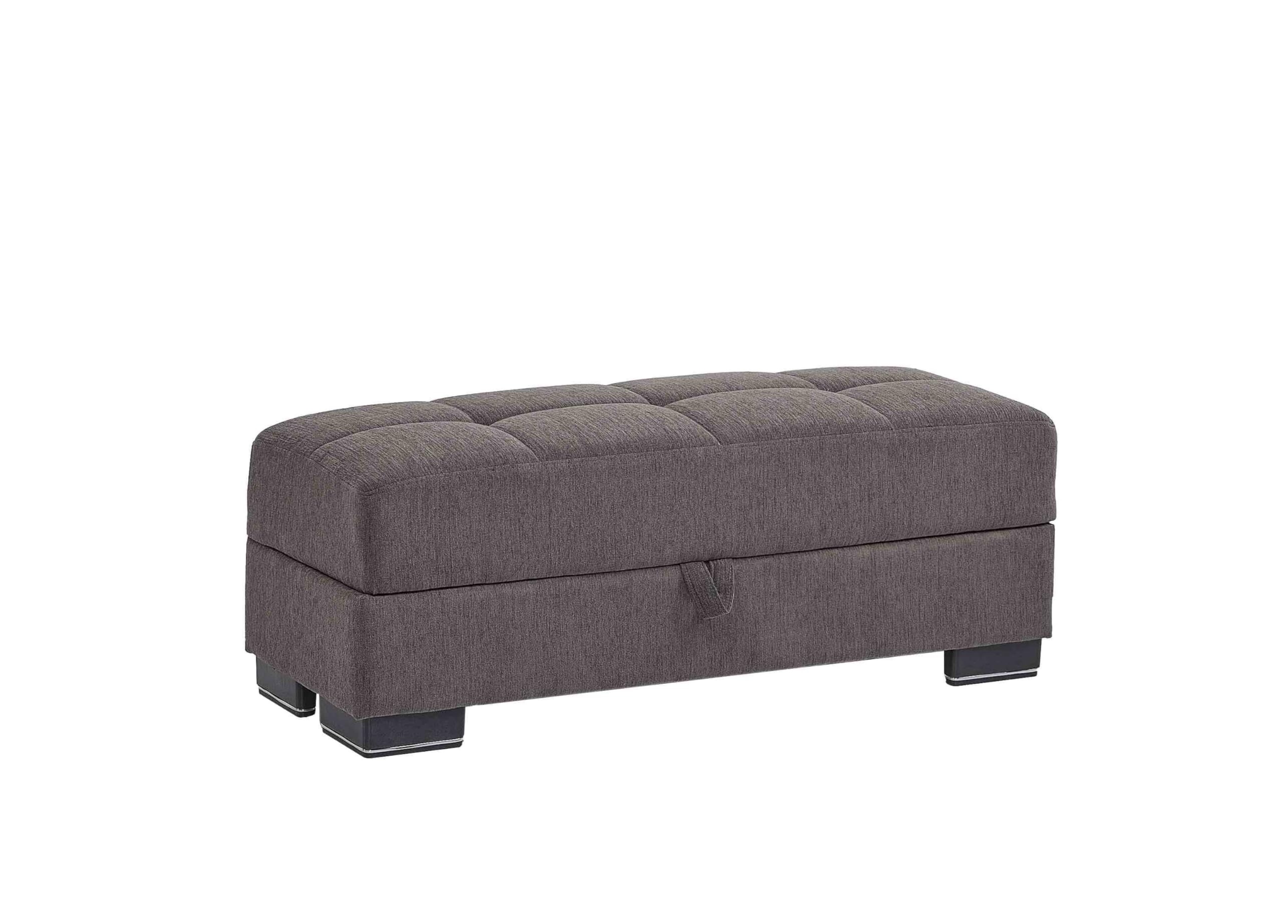 Ottomanson Convertible Storage Ottoman Bench with Lift-Top – Rectangular Bedroom End-of-Bed Storage Bench for Blankets, Living Room Footrest & Extra Seating, Gray