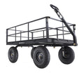 Gorilla Carts Steel Utility Cart, 9 Cu Ft Bed, 1200 lb Load Capacity, Black – Towable Heavy-Duty Outdoor Hauling Wagon with Removable Side Panels for Yard, Lawn, Garden or Landscaping