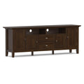 SIMPLIHOME Redmond TV Stand - 72 inch Wide Solid Wood Media Console in Brunette Brown, Transitional Entertainment Center for Living Room for TVs up to 80 Inches with Drawers and Cable Management