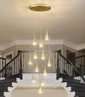 Raindrop Crystal Chandelier High Ceiling: 12 Lights Remote Dimmable LED - Large Long Modern Bubble Hanging Pendant Light Fixture Teardrop Spiral Chandeliers for Living Room Staircase Entryway Foyer