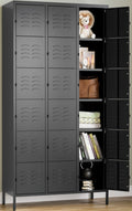 SISESOL Metal Lockers for Employees,Lockable Storage Locker with Shelf,Large Lockers for Storage with Leg,Gym Locker,Steel Employee lockers for Home Office School Gym Garage (Black,18 Door)