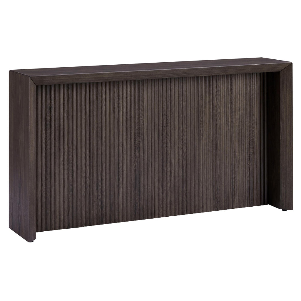 Henn&Hart 56" Fluted Rectangular Console Table Ribbed Entryway Table, Sofa Table for Entryway, Living Room, Couch, Hallway, or Office, Rich Brown