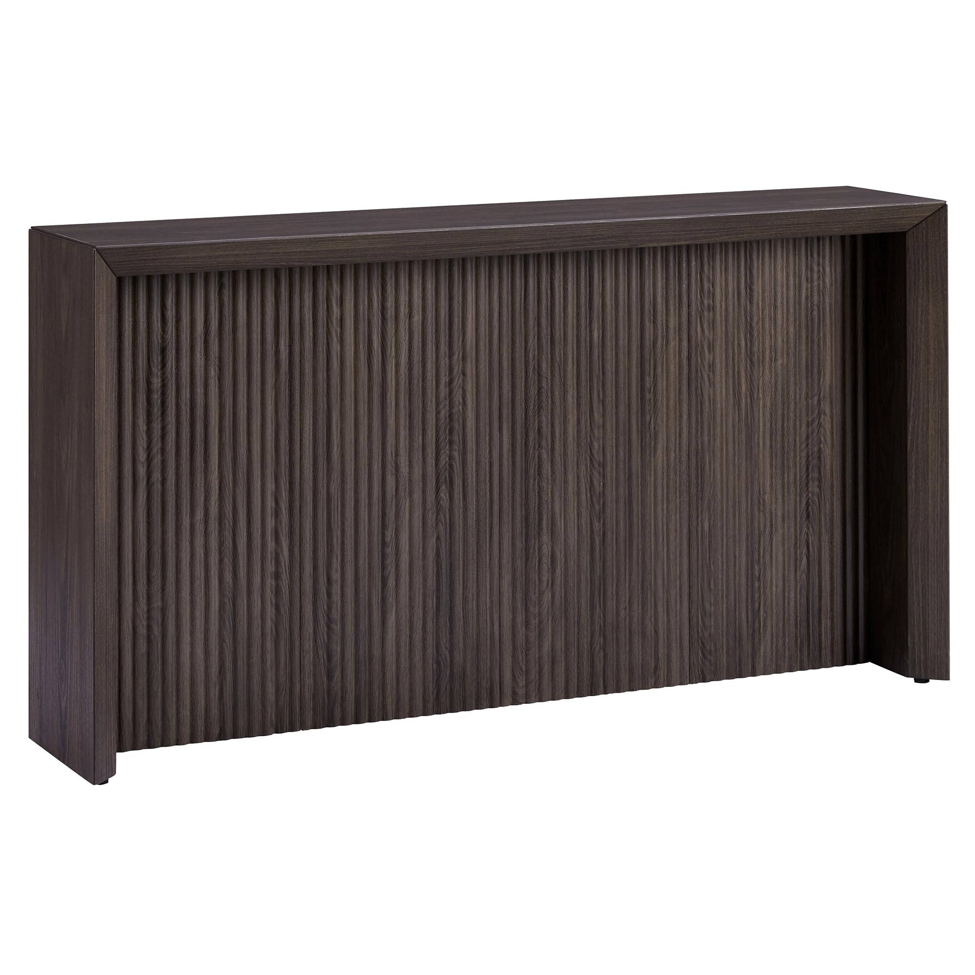 Henn&Hart 56" Fluted Rectangular Console Table Ribbed Entryway Table, Sofa Table for Entryway, Living Room, Couch, Hallway, or Office, Rich Brown