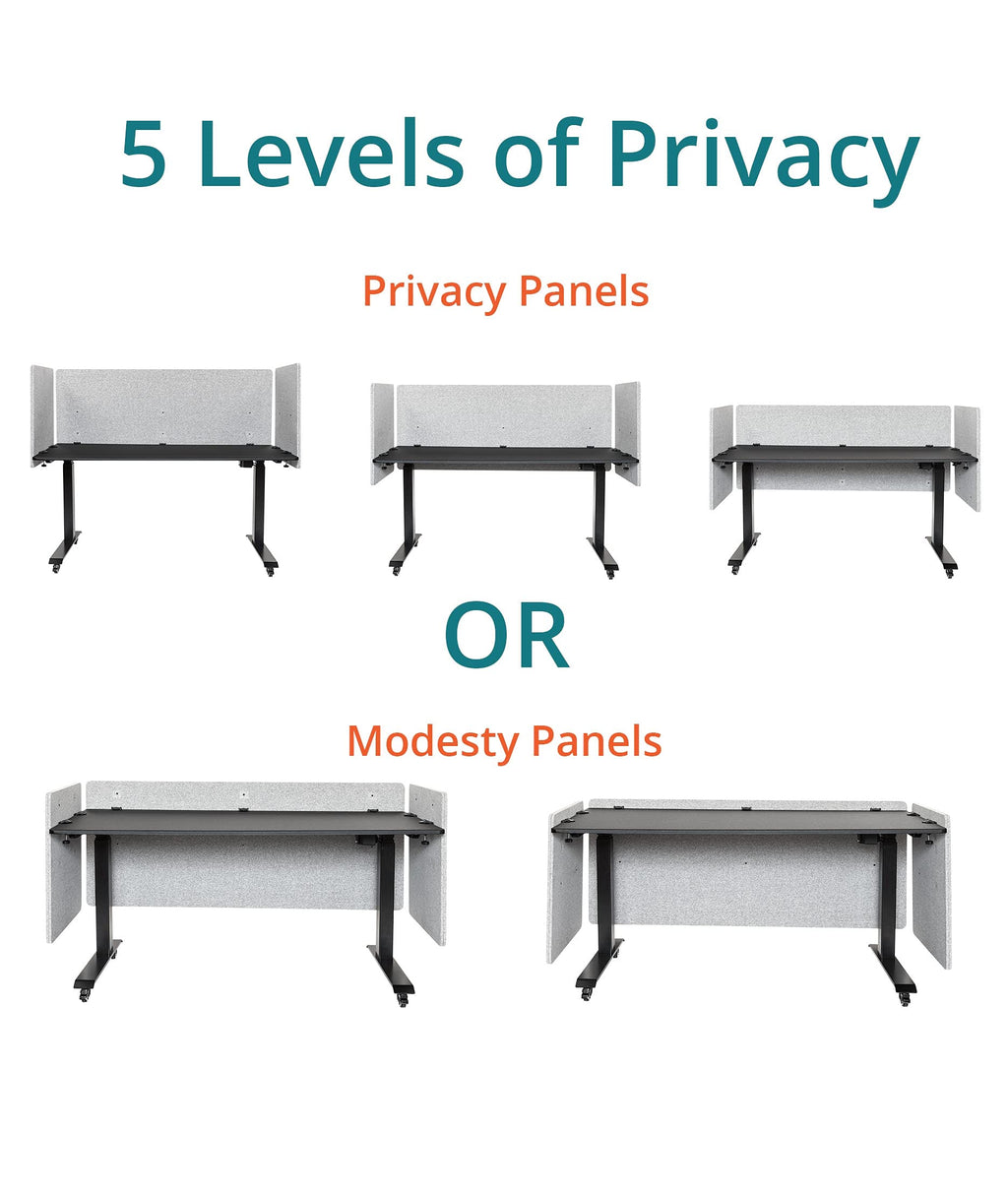 Stand Up Desk Store ReFocus Clamp-on Acoustic Desk Divider Privacy Panel that Reduces Noise and Visual Distractions (Ash Gray, 59" x 23.6")
