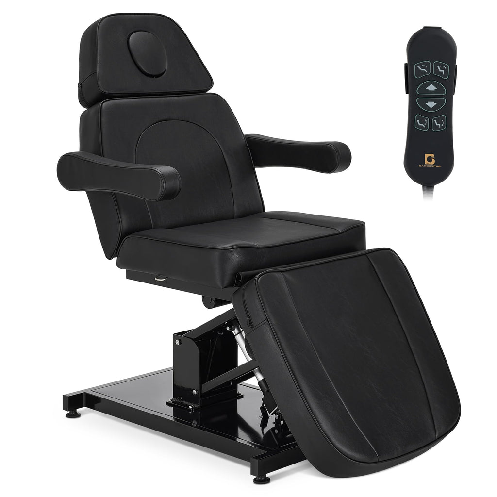 BarberPub Electric Facial Bed, 3-Motor Adjustable Fully Adjustable Esthetician Chair, Tattoo Chair with Thick Cushion, Professional Tattoo Spa Equipment, 2782 (Black)