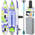 ZLX 11'6" Extra Wide Inflatable Paddle Board, Touring Stand Up Paddleboard, Fast-Tracking SUP for Long-Distance, Stable Center Fin, Portable Backpack & Accessories for Adults, 500lb/3 People/Family
