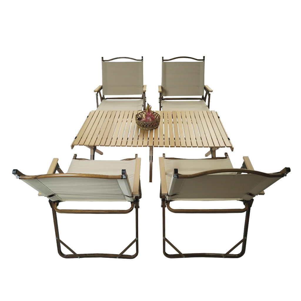Wooden Folding Dining Set with 4 Chairs, Portable Picnic Table Set for Outdoor Camping and Indoor Kids