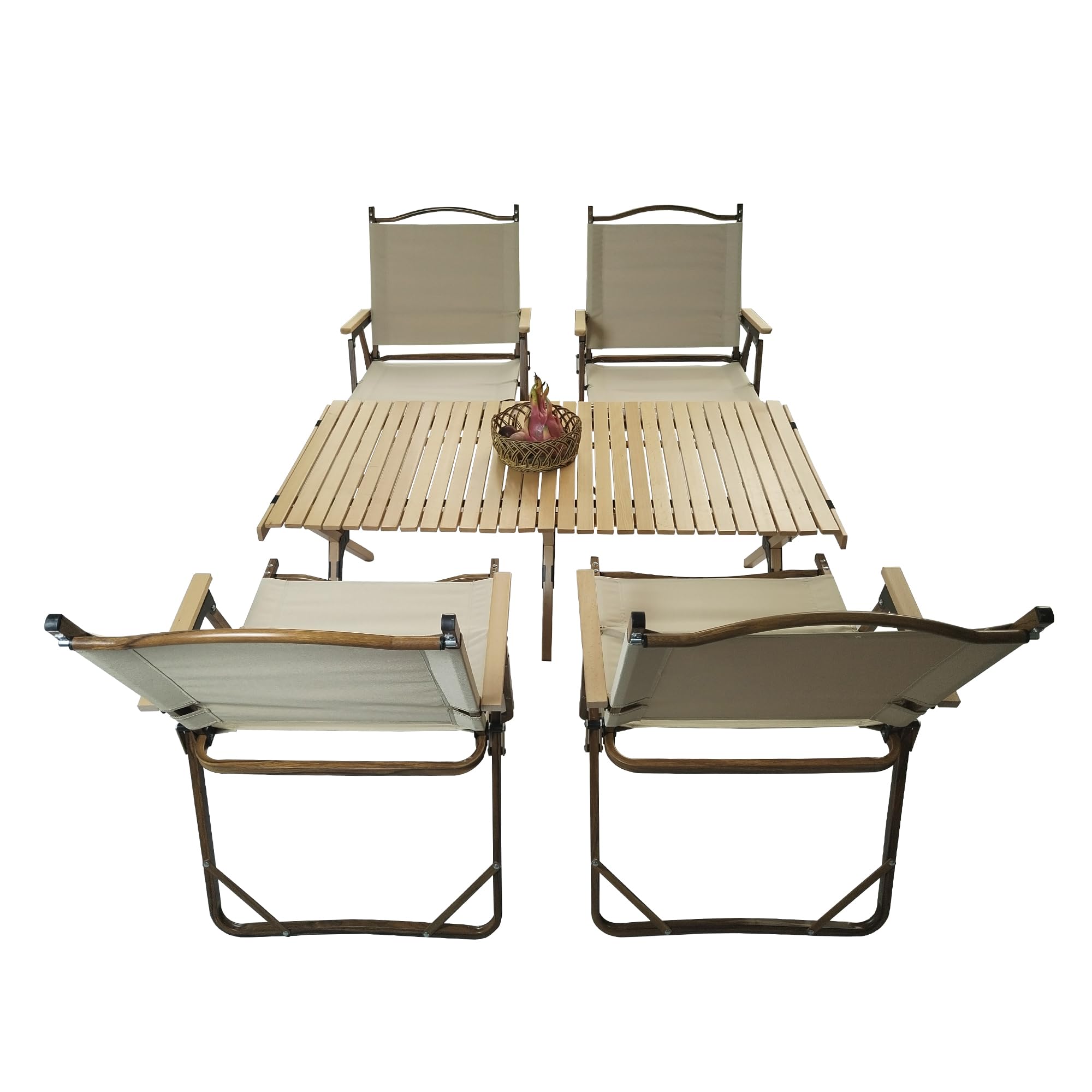 Wooden Folding Dining Set with 4 Chairs, Portable Picnic Table Set for Outdoor Camping and Indoor Kids