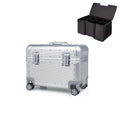 Perle Path All Aluminum Rolling Camera Case, Pilot case, Camera roller bag, Carry on, Hard Shell Photography Equipment suitcase with 4 Wheels and Telescopic Handle (Silver(with camera bag inside))