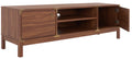 SAFAVIEH Galio TV Stand for up to 65" Flatscreen – Walnut & Gold, 2 Doors with Interior Storage, 2 Open Shelves, Entertainment Media Console (MED9612A)