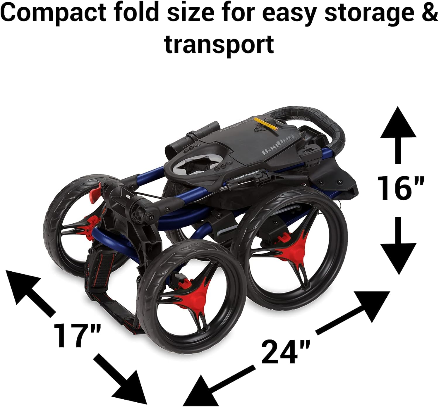 Bag Boy Quad XL Golf Push Cart, Black/Silver