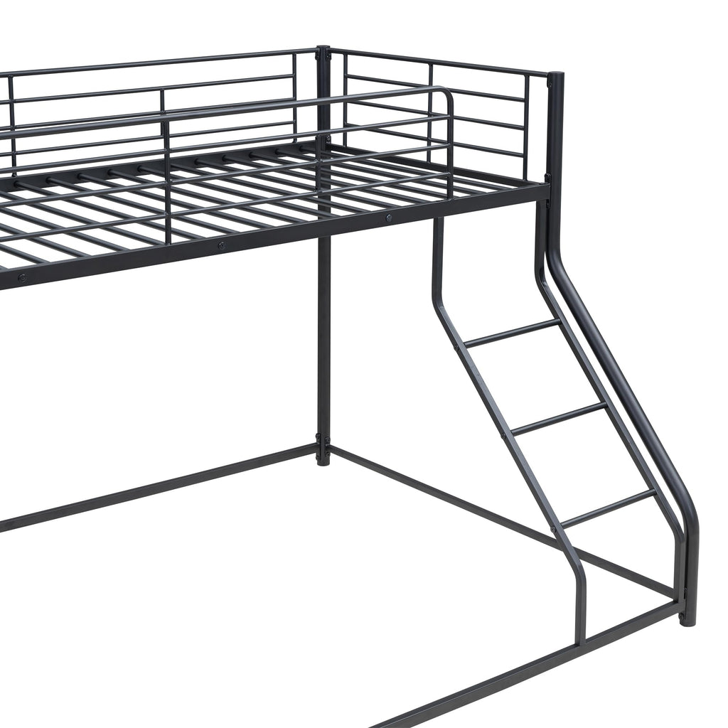 Merax Metal Floor Bunk Bed, Twin XL Over Queen, Black,82.4''L x 62.4''W x 53.7''H
