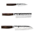 Shun Premier 3 Piece Japan Starter Set, Includes 7" Santoku, 4" Paring & 5.5" Nakiri Knives, Handcrafted Japanese Knife Set, VG-MAX Core with Damascus Stainless Steel Cladding, Pakkawood Handle