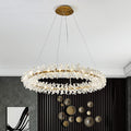 Axamate Modern Crystal Chandeliers D24 Gold Ring Chandelier Light Fixture Adjustable Hanging Ceiling Light for Living Room Bedroom Dining Room Laundry Room Foyer Kitchen Island
