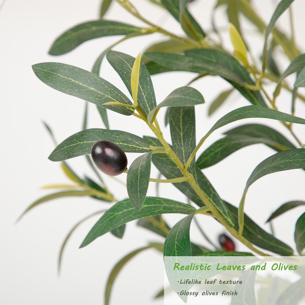 Nafresh Majestic Faux Olive Tree 8ft – Artificial Olive Tree Indoor & Outdoor with Lifelike Leaves & Textured Branches for Living Room, Office, Entryway,Patio