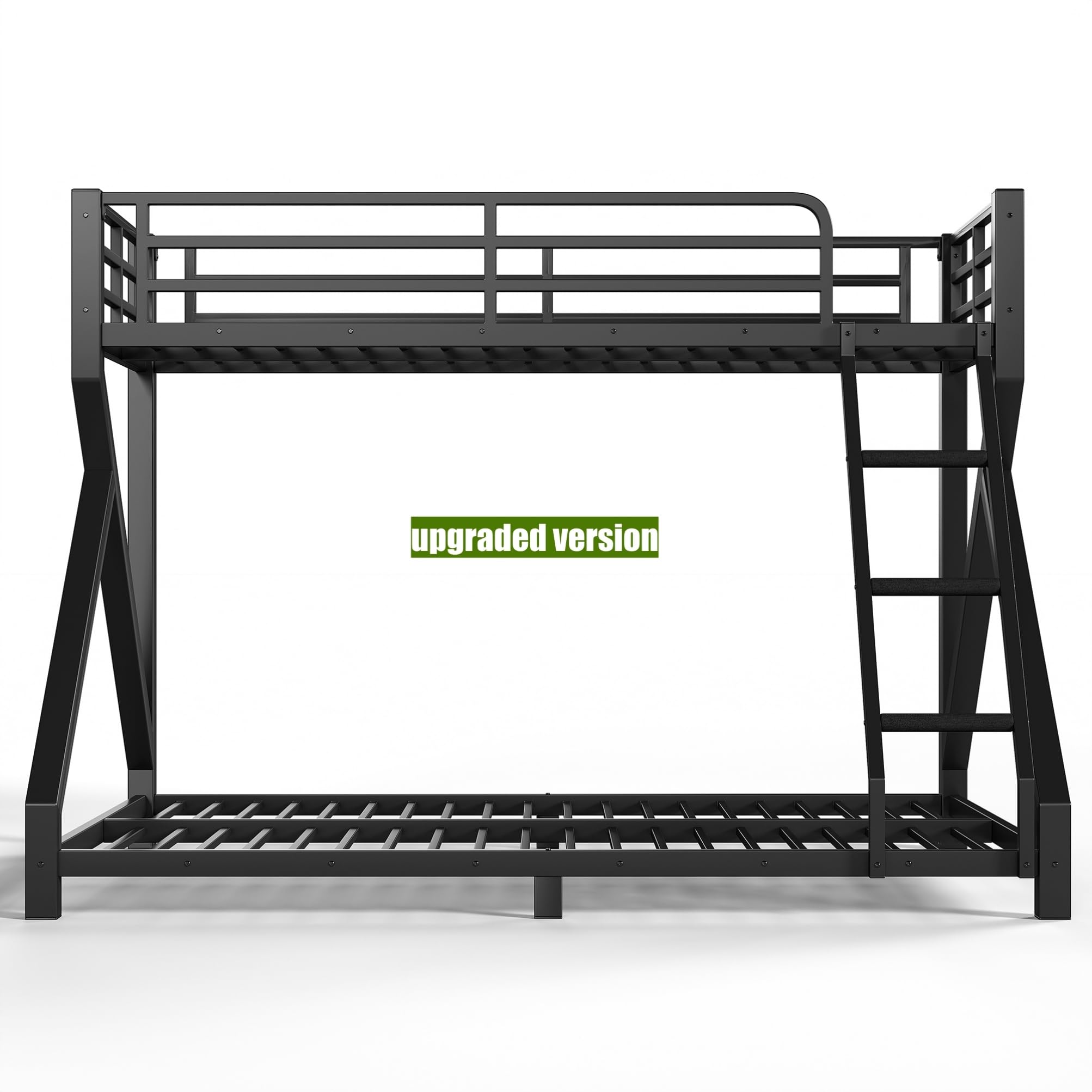 QLUSAN Latest Upgraded & Stronger Heavy Duty Metal Twin XL Over Queen Size Bunk Bed, Safer Thickened More Stable Bunkbed (Greater Weight Capacity) (Twin XL Over Queen (A),Black)