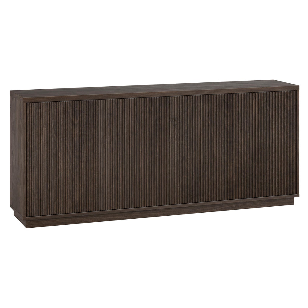 Henn&Hart 68" Fluted Sideboard Buffet Cabinet, Modern Ribbed Wooden Credenza with 4 Doors, Adjustable Shelves, and Cable Management Cut-Outs for Dining Room, Living Room or Entryway, Rich Brown