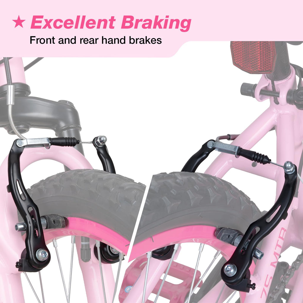 WEIZE 24 Inch Kid Mountain Bike,Kid Bike for Girls Age 6-14 Year Old,6 Speed Kid Bicycle with Front Suspension Fork,Adjustable Seat Height,High-Carbon Steel Frame,Ideal for Girl Adventurers,Pink