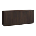 Henn&Hart 68" Fluted Sideboard Buffet Cabinet, Ribbed Wooden Credenza with 4 Doors, Adjustable Shelves, and Cable Management Cut-Outs for Dining Room, Kitchen, Living Room or Entryway, Rich Brown