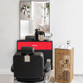 Black Salon Stations for Hair Stylist, Barber Station Organizer, Wall Mount Hair Styling Equipment, Wall Mount Barber Station Hair Styling with Mirror Dressing Table Beauty Salon Spa Equipment Set
