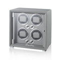 KOHUDIS Watch Winder for 2/4/6/9 Automatic Watches, high-end Leather Making, Super Quiet Mabuchi Motor, Two Power Modes, Built-in led Lights (Gray, 4 Slots)