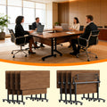 JNMDLAKO Modular Folding Conference Table with Locking Wheels, 10 Pack Flip Top Mobile Training Table, Modern Meeting Seminar Tables for Office, Hotel Conference Room(10,Walnut,71" L x 21" W x 29" H)