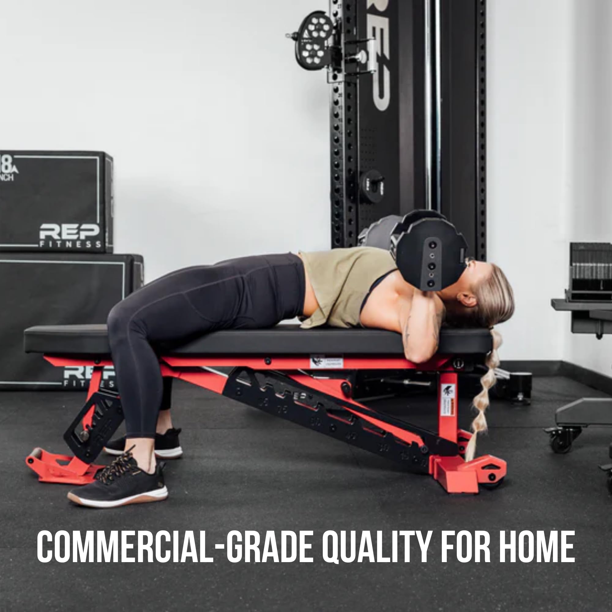 Rep Nighthawk Adjustable Weight Bench | Home Gym Incline Decline Flat Workout Bench | Heavy Duty Fitness and Strength Training Equipment | Foldable Space Saving Design, Matte Black