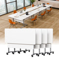 JFazzruit Conference Room Table with Wheels, Modular Flip-Top Folding Conference Tables for Training Rooms Classrooms Seminars Mobile Conference Table for Meeting Room Business (Silver 6P140)