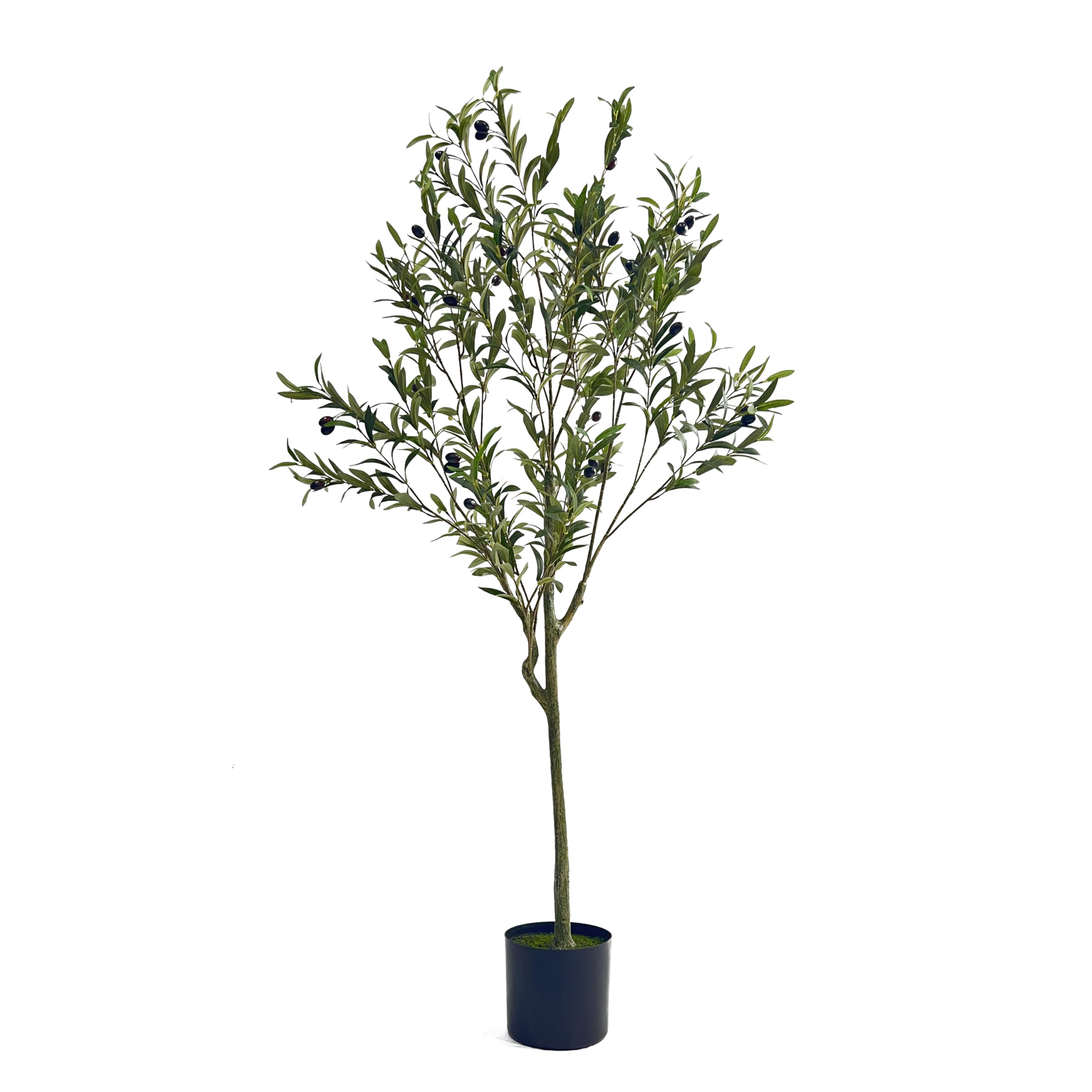 Artificial Olive Tree, Faux Potted Plant with Realistic Leaves and Olives, 59 Inch Tall, Indoor Decor