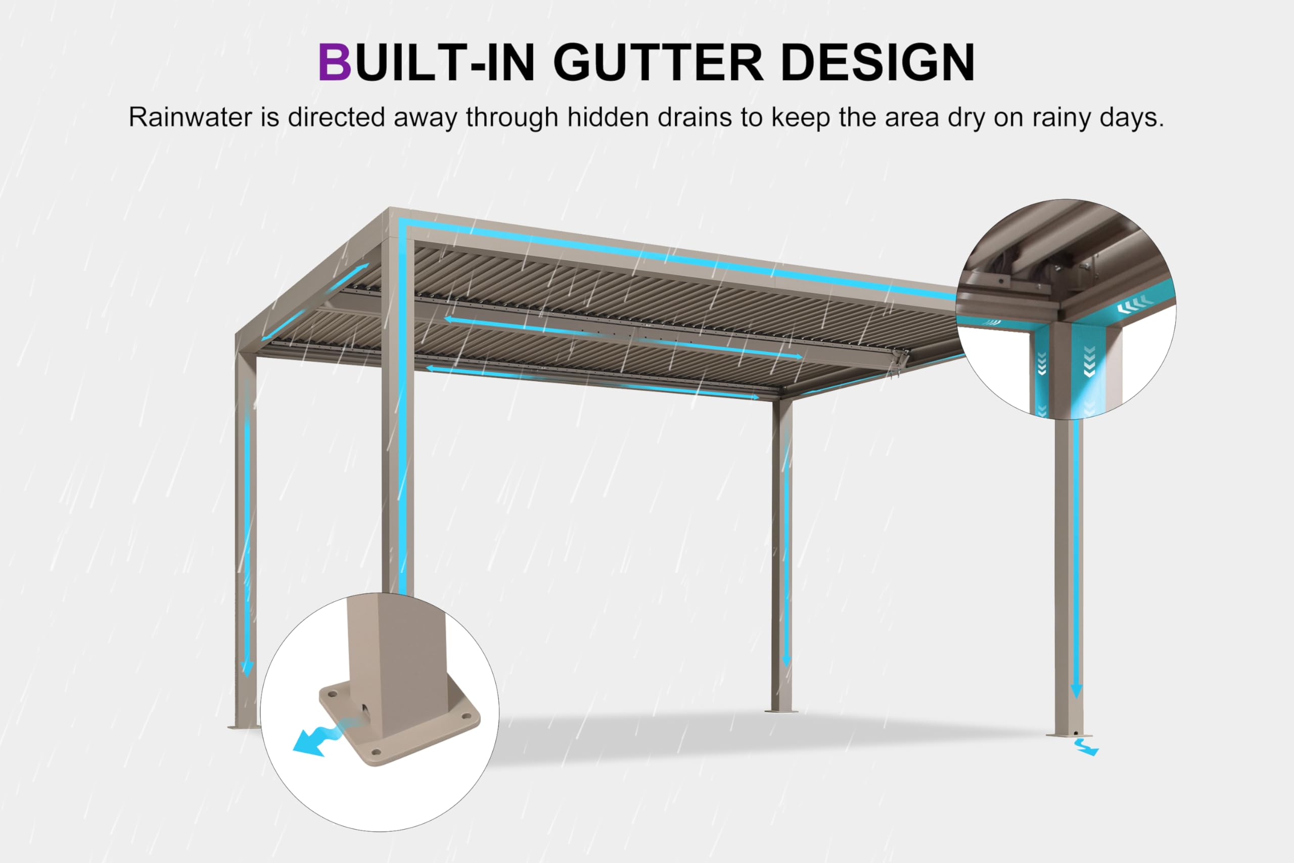 PURPLE LEAF Louvered Pergola 10' × 13' Outdoor Hardtop Gazebo Adjustable Aluminum Sun Shade for Deck Garden Backyard Patio Retractable Roof Canopy